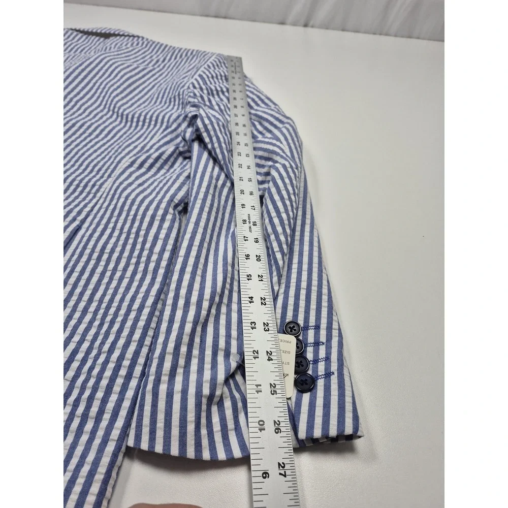 Inserch Suit Mens 54 Blue 100% Cotton Stripe Seersucker 2 Piece 48x36 NWT